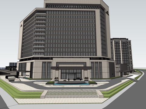 高档酒店建筑  酒店建筑精模su模型