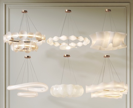 奶油风吊灯 客厅吊灯 云朵吊灯 艺术吊灯 法式吊灯su模型