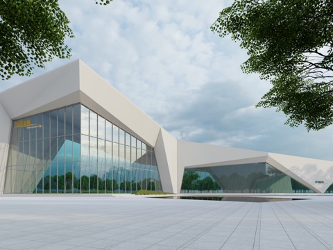 美术馆艺术馆展览馆建筑外立面su模型