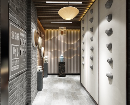  工业风spa会所公共空间3d模型 