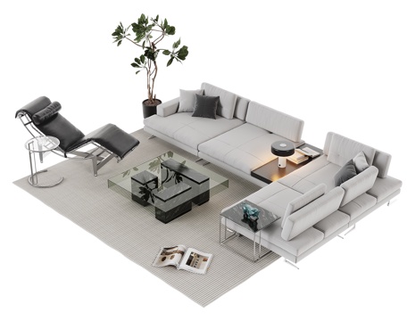 现代沙发茶几组合su模型