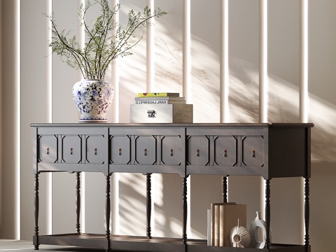 美式斗柜 美式装饰柜 美式玄关柜 美式餐边柜 美式边柜su模型