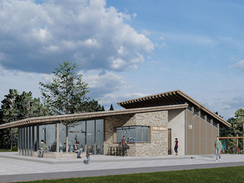 现代驿站 服务中心 公园驿站 景区公厕su模型su模型