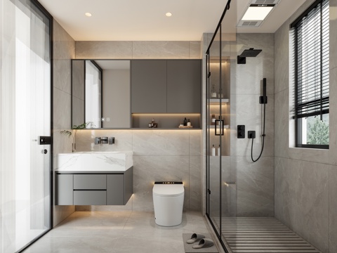  现代卫生间3d模型 