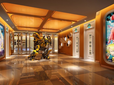  现代时尚公司大堂3d模型 