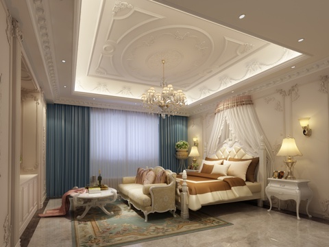  法式卧室欧式卧室 新古典欧式 奢华卧室3d模型 