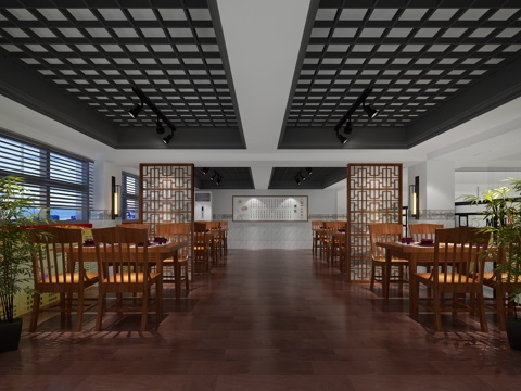  中式餐厅3d模型 