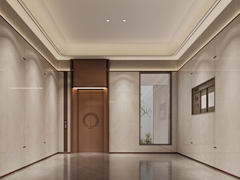 现代小区商场电梯su模型