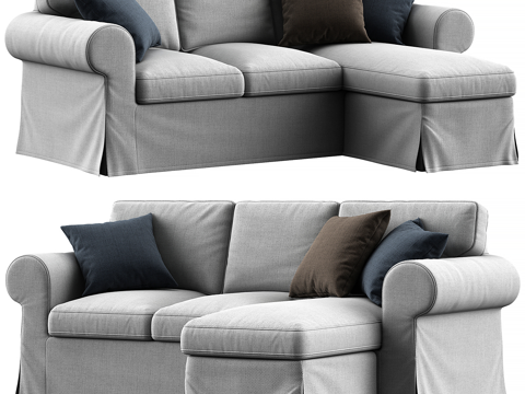  美式简约宜家 Uppland 布艺转角沙发3d模型 