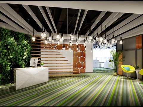  工业风公司前台3d模型 