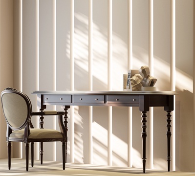 美式书桌 美式书桌椅组合 美式餐椅 美式休闲椅su模型