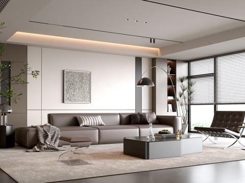 意式客厅 现代客厅 沙发背景墙 组合沙发 沙发茶几组合 客厅su模型