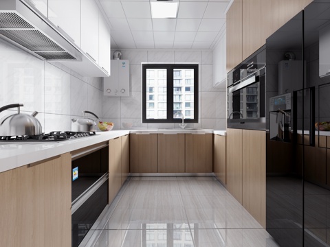  现代北欧厨房3d模型 