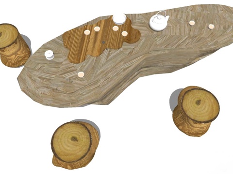 实木桌椅 实木椅子 实木桌子 椅子 桌子 茶桌椅su模型