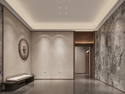 现代小区入户大厅su模型