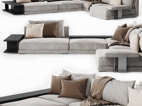  现代意式 Rottnest 布艺组合转角沙发3d模型 