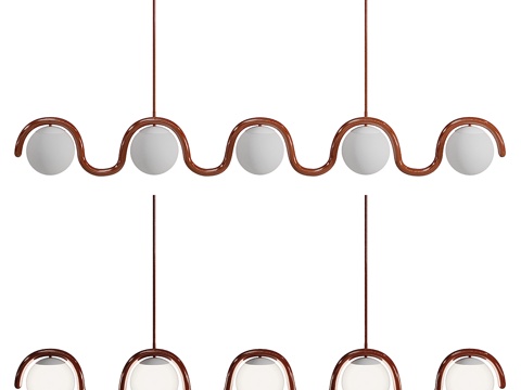  现代极简 Lenox 5 环形线性吊灯3d模型 