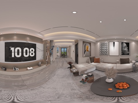  现代客餐厅 无主灯 电视背景墙 沙发组合 餐厅厨房 