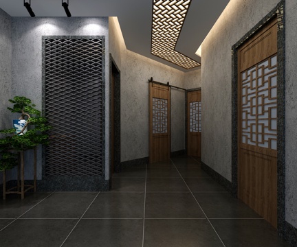  新中式走道 新中式走道3d模型 