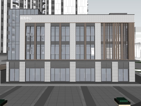 服务中心建筑公共服务建筑活动中心su模型