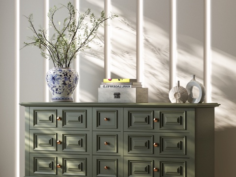 美式斗柜 美式装饰柜 美式玄关柜 美式餐边柜 美式边柜su模型