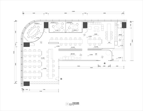 办公室平面布置图cad施工图
