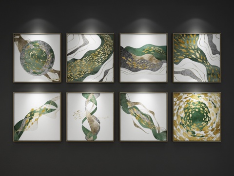  北欧抽象艺术装饰挂画 照片墙 抽象画 装饰画 3D模型3d模型 