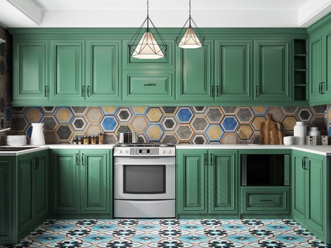  简欧厨房厨房用品陈设3d模型 