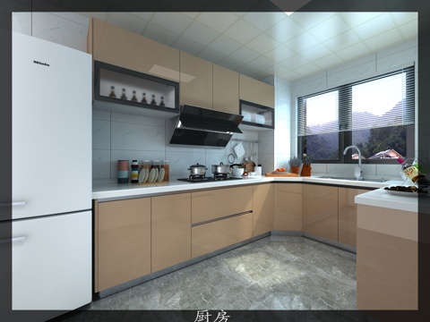  现代风格厨房宝马漆橱柜 金属漆橱柜3d模型 