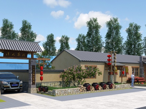  街道 农家乐 民宿 美丽乡村 小院经济 乡村 农村 田园3d模型 