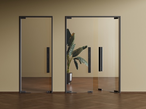  办公室玻璃门3d模型 
