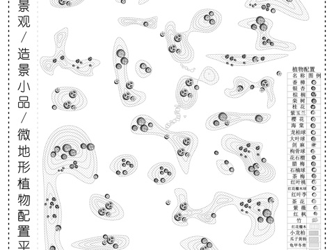 造景小品 庭院景观 微地形植物配置平面图cad施工图