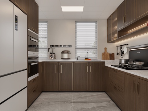  新中式厨房 中古风厨房 中式厨房 新中式集成灶3d模型 