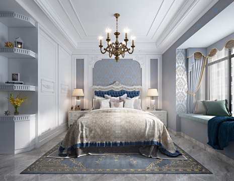  简欧 主卧室3d模型 