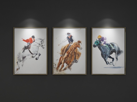  北欧骑马抽象装饰艺术挂画 抽象画 装饰画 3D模型3d模型 