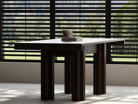 现代餐桌 现代中古餐桌su模型