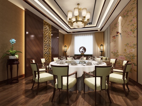 新中式包厢中包棋牌室茶楼3d模型