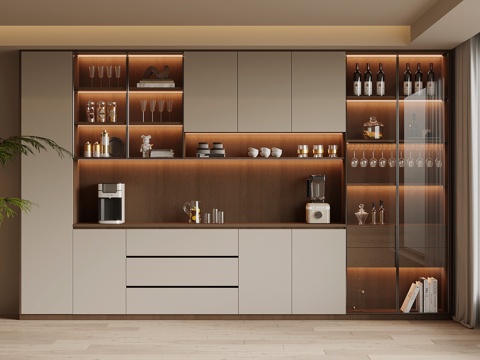 现代简约酒柜 餐边柜su模型