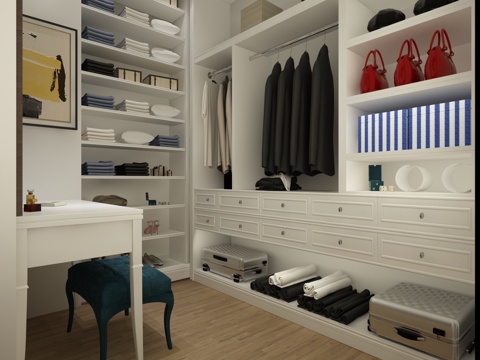  现代简约衣帽间3d模型 