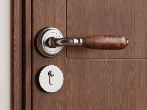 现代门锁 拉手 门把手 室内门锁su模型