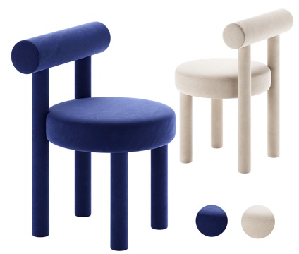 NOOM 现代单椅 餐椅  休闲椅 布艺单椅 克莱因蓝su模型