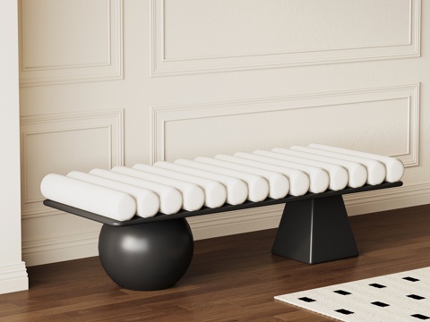  法式复古换鞋凳 床尾凳3d模型 