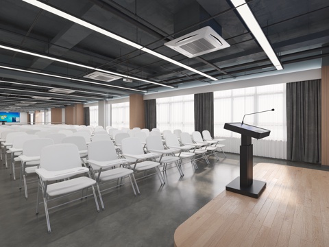  现代教室 多功能培训室3d模型 