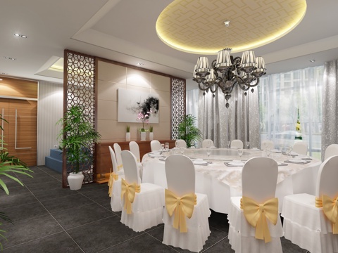  现代包厢 餐厅 餐馆3d模型 