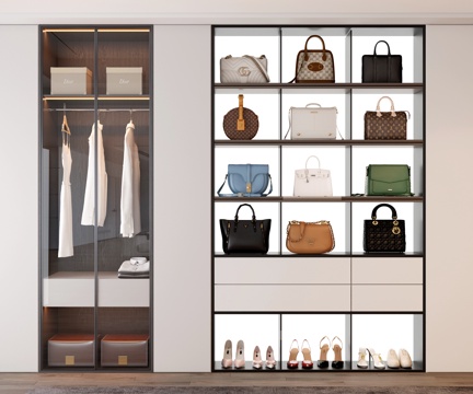 衣帽柜 包柜 包包 鞋子 衣柜 包柜su模型