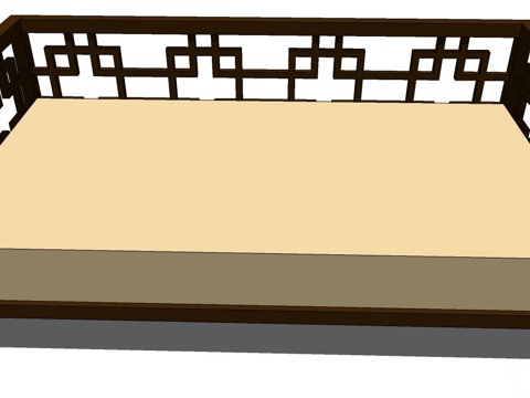 罗汉床 塌 实木床 床 实木罗汉床 沙发床 实木沙发su模型