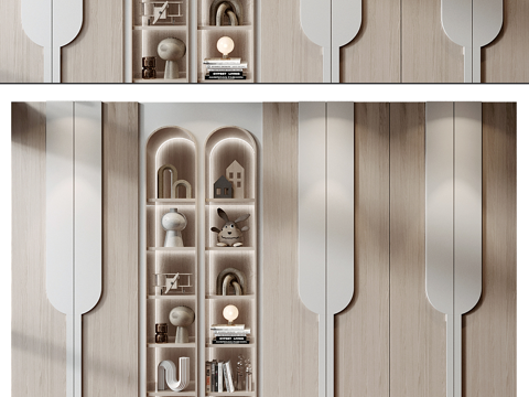  现代奶油风儿童衣柜3d模型 