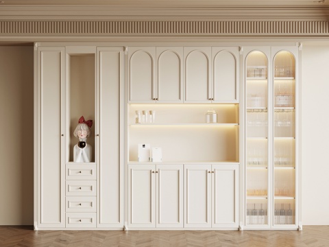 法式奶油酒柜 餐边柜 橱柜su模型