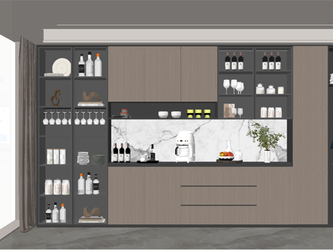 现代餐边柜全案高质量su模型