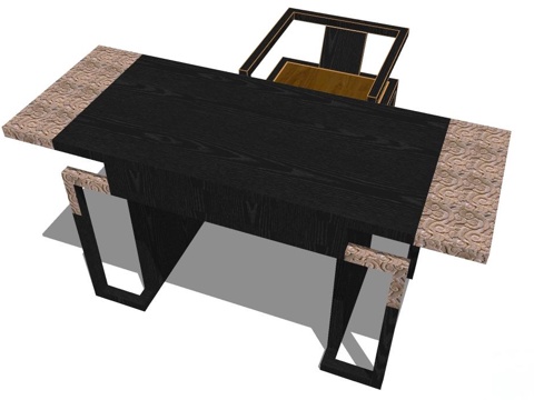 实木桌椅 实木椅子 实木桌子 椅子 桌子 书桌椅su模型